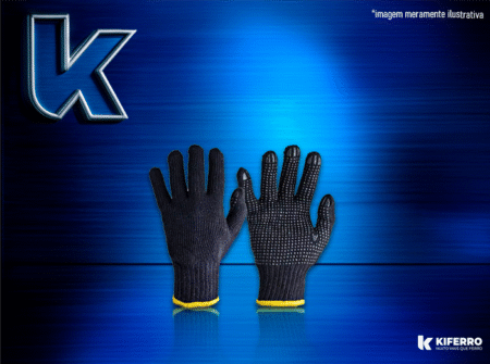 Luva Malha Preta Algodão Pigmentada