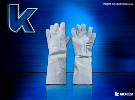 Luva Couro Palma Reforçada Cano Longo