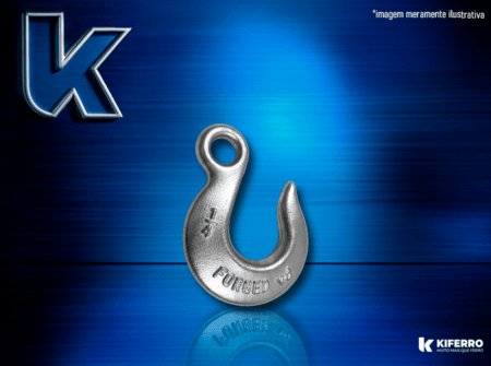 Gancho de Aço c/ olhal s/ Trava 800KG 1/4 