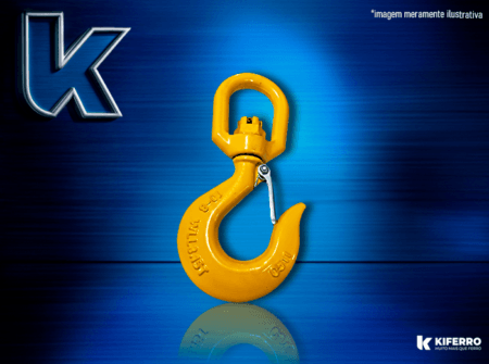 Gancho de Aço c/ olhal 10,0mm Giratório c/Trava 3,2Tn G80 Vonder*
