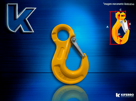 Gancho de Aço c/ olhal GR8 13MM C/trava 5300KG*