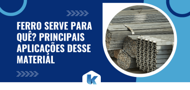 Capa do artigo sobre para que serve o ferro com destaque para perfis metálicos e título sobre as principais aplicações do material.