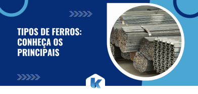 Capa do artigo sobre tipos de ferros com barras metálicas empilhadas e título destacado em layout informativo.